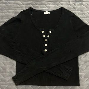 Garage Black Crop Button Up